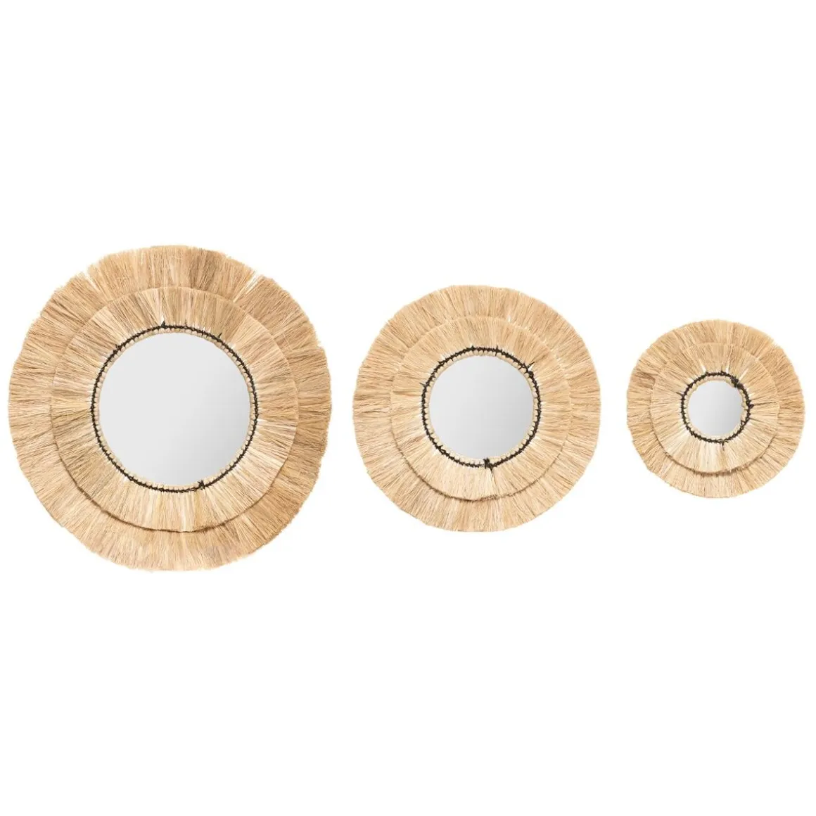 3 miroirs "Alba", Raphia
