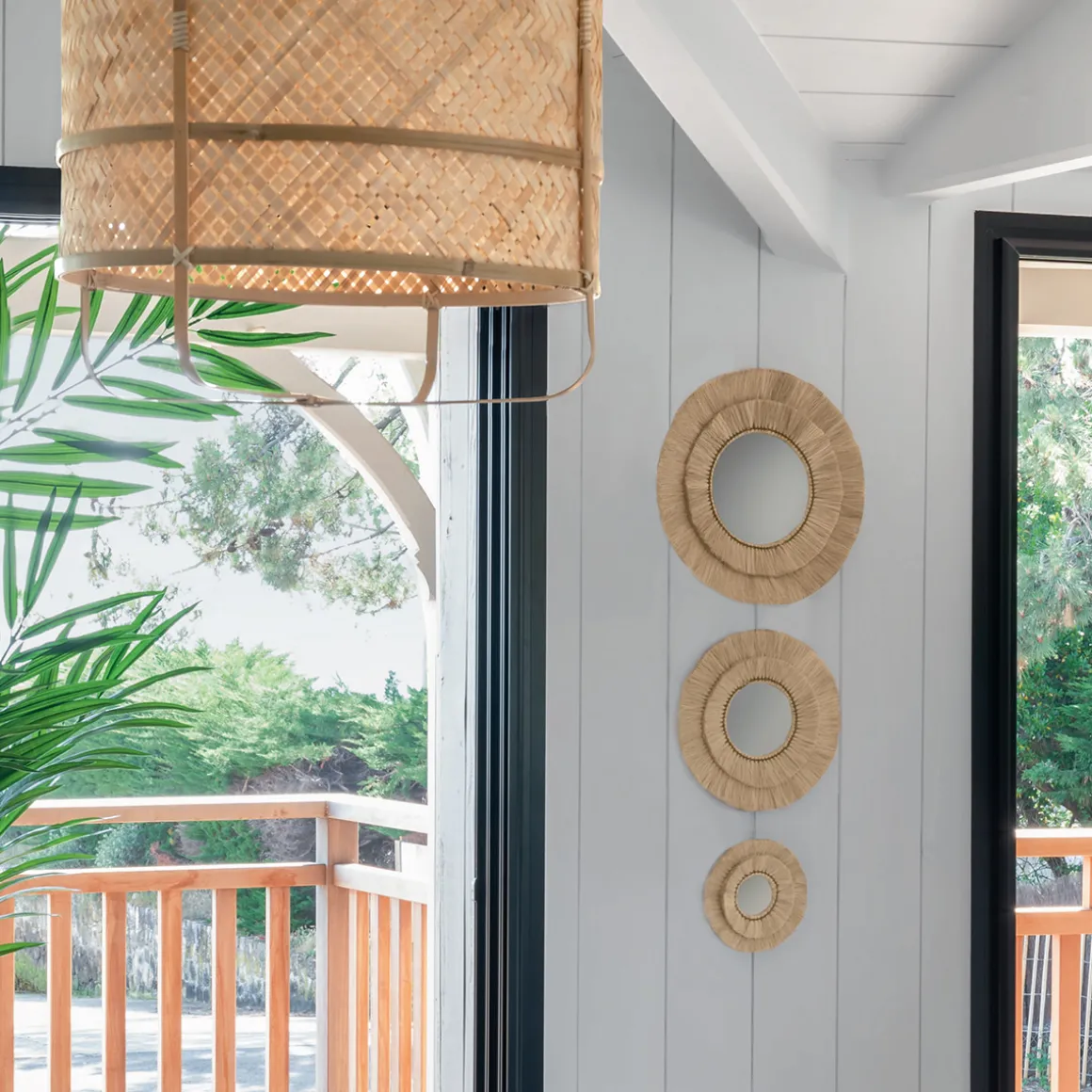 3 miroirs "Alba", Raphia