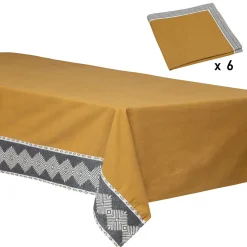 Ensemble nappe et 6 serviettes "Inuit", coton