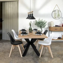 Ensemble table à manger extensible "Olaf" + 4 chaises "Baya"