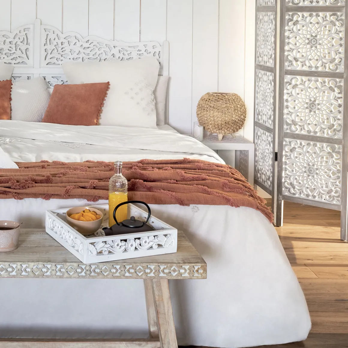 Jeté de lit "Inca", coton tufté