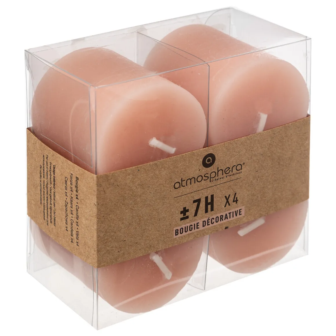 Lot de 4 bougies rustiques "Olia"