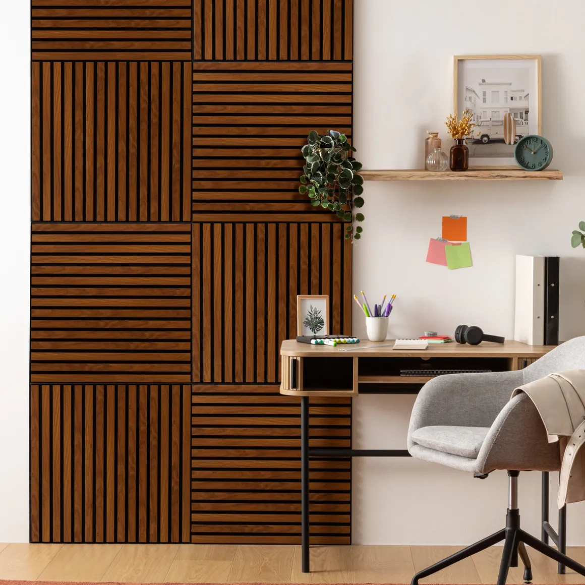 Lot de 4 panneaux décoratifs tasseaux bois Colva