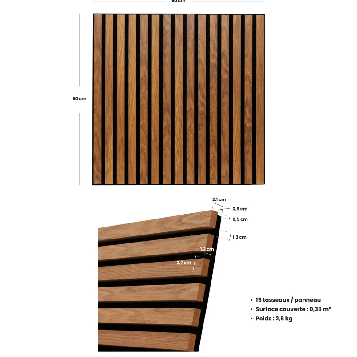 Lot de 4 panneaux décoratifs tasseaux bois Colva