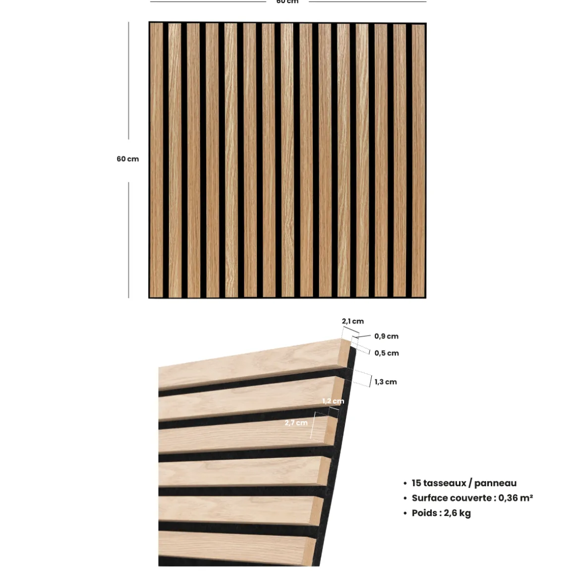 Lot de 3 panneaux décoratifs tasseaux bois Colva