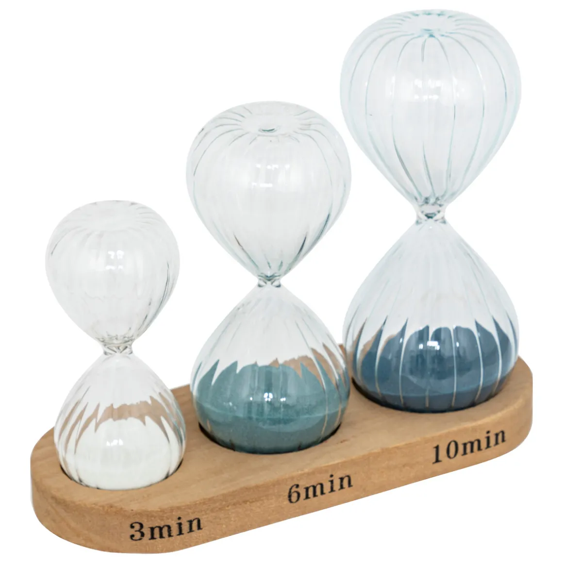 Lot de 3 sabliers avec support bois