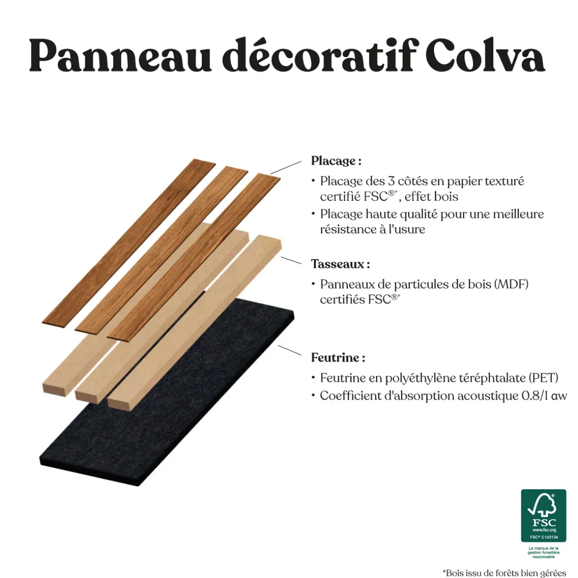 Panneau décoratif tasseaux bois Colva