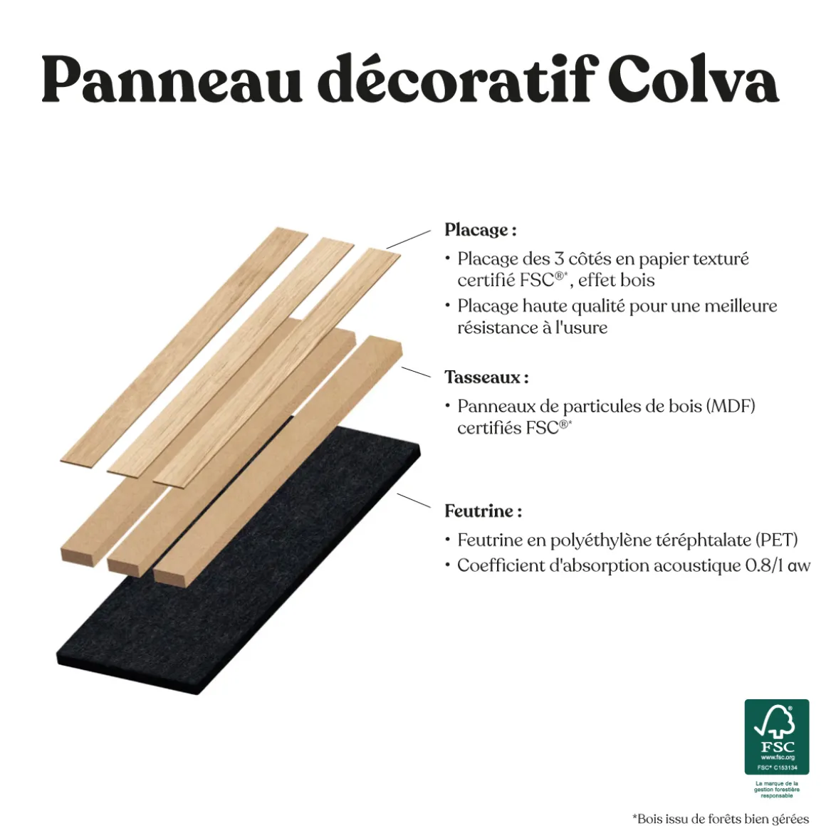 Panneau décoratif tasseaux bois Colva