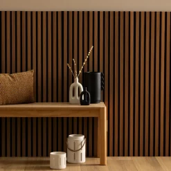 Panneau décoratif tasseaux bois Colva - 120x60x2,1 cm - Effet noyer