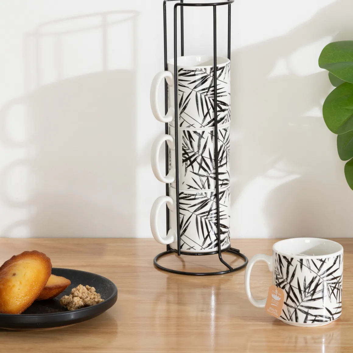 Rack 4 mugs "Floral green"