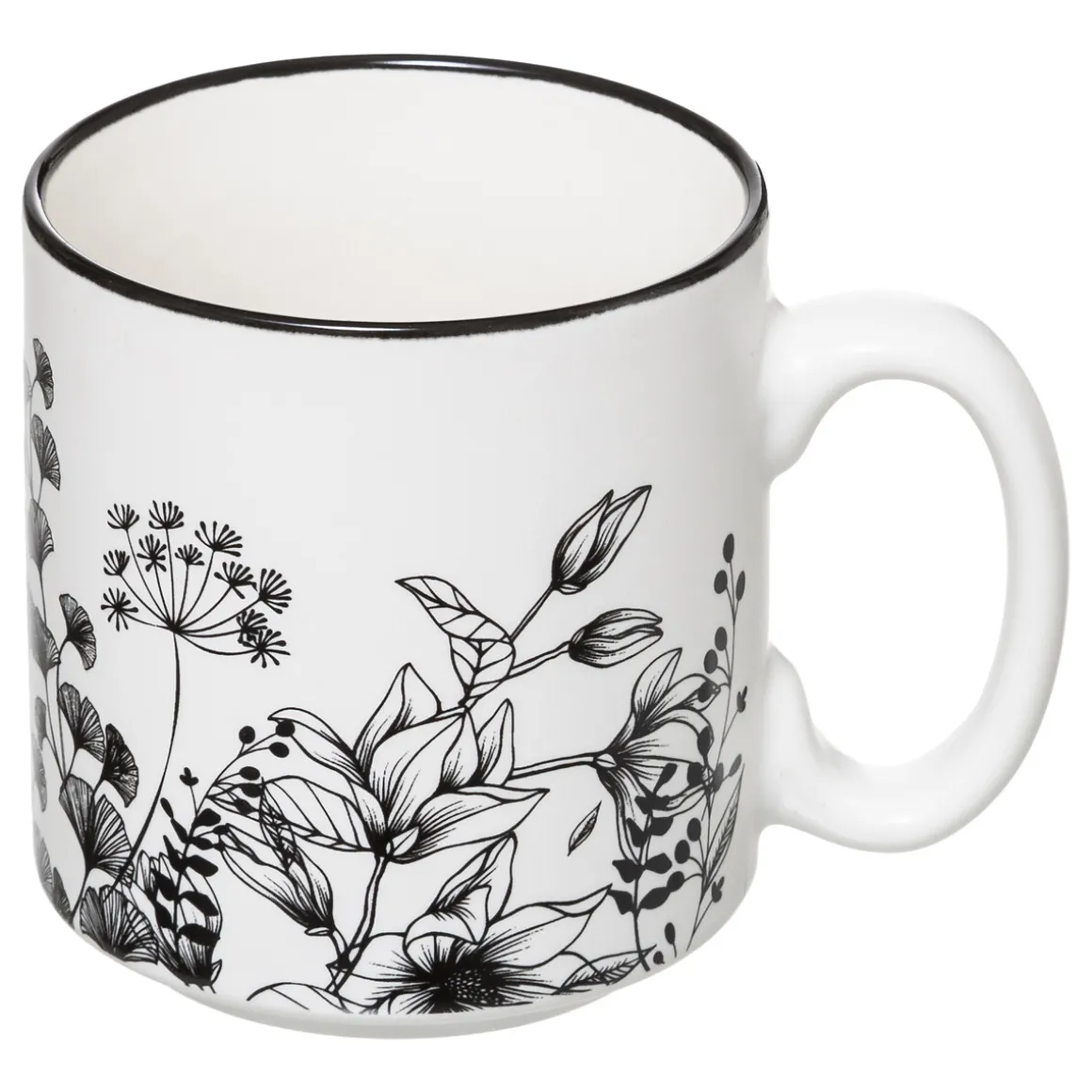 Rack 4 mugs "White Floral"