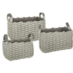 Set de 3 paniers à anses rectangulaires "Tricot"