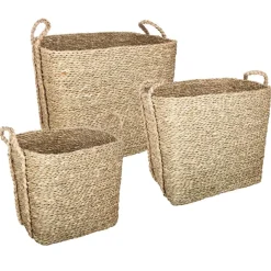 Set de 3 paniers à anses rectangulaires