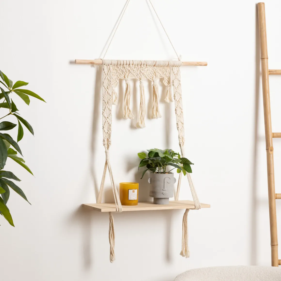 Étagère murale macramé