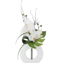 Vase orchidées artificielles, blanc